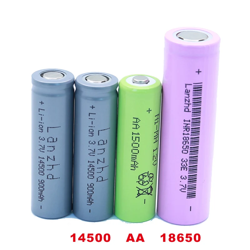 （1-24pcs）Lanzhd 14500 900mAh 3.7V Li-ion Rechargeable Batteries AA Battery Lithium Cell for Led Flashlight Headlamps Torch Mouse