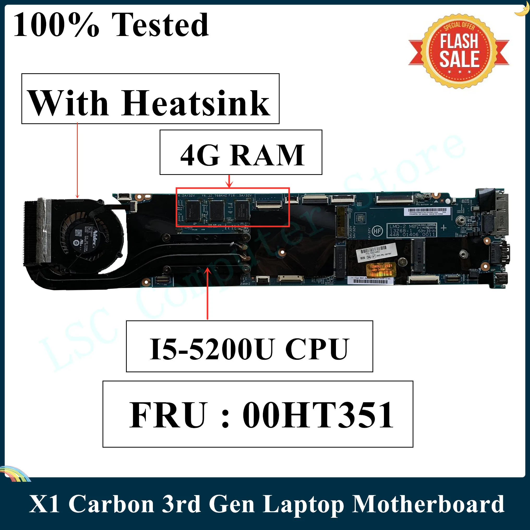 СОП для Lenovo ThinkPad X1 углерода 3rd Gen Материнская плата ноутбука FRU 00HT351 13268-1 448.01434.0011 с
