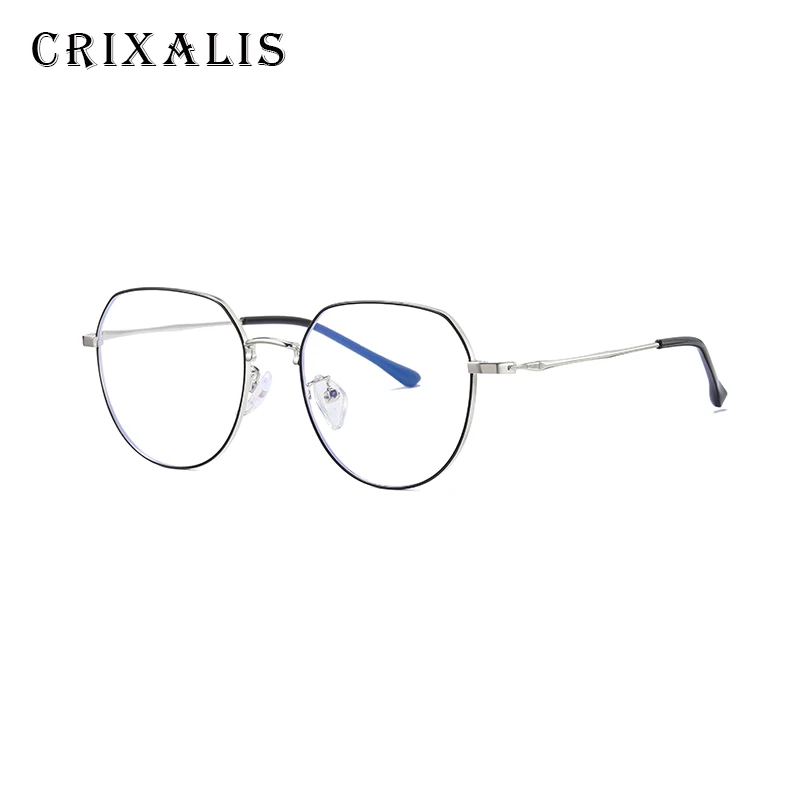 C2 SILVER CRIXALIS, необычные очки, оправа, женские очки, Ретро стиль, близорукость, оптические оправы для мужчин, металл, анти-синий светильник, линзы, очки - Цвет оправы: C2 SILVER