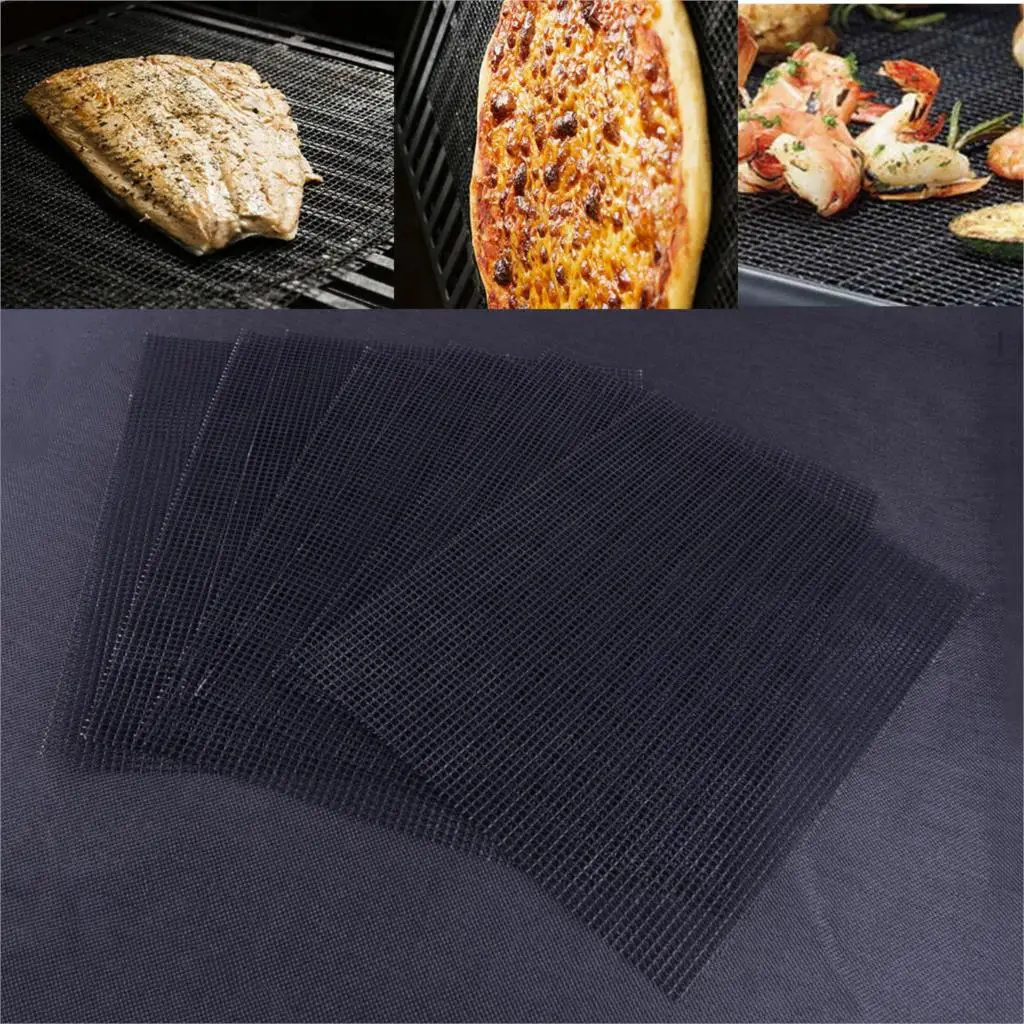 

LETAOSK 2PCS Black Non Stick Teflon Outdoor BBQ Accessories Reusable Kitchen Cooking Mesh Grill Mat Sheet Liner