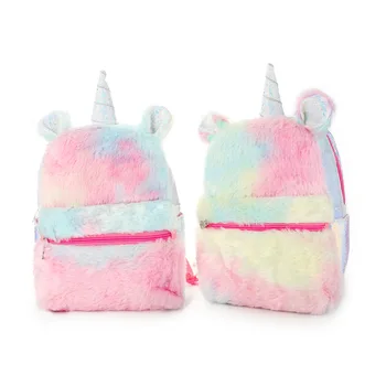 

Cute Unicorn Backpack Plush Sequin Bookbag Mix Fur Satchel Teenage Student Large Capacity Storage School Bags Women Backpacks