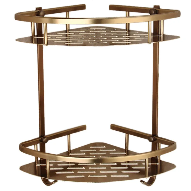 Corner Wall Mounted Double Bathroom Accessories Shelf Bathroom Big Basket Double Bathroom Shelves