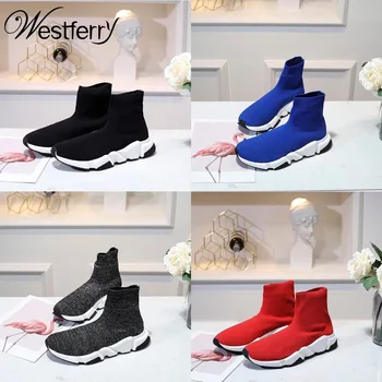 

2019 high quality customize BAL speed trainer stretch-knit high-top sneakers women Speed knitted casual women boots