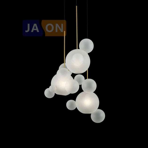 LED Postmodern Iron Glass White Bubbles Chandelier Lighting Lamparas De Techo Suspension Luminaire Lampen For Dinning Room