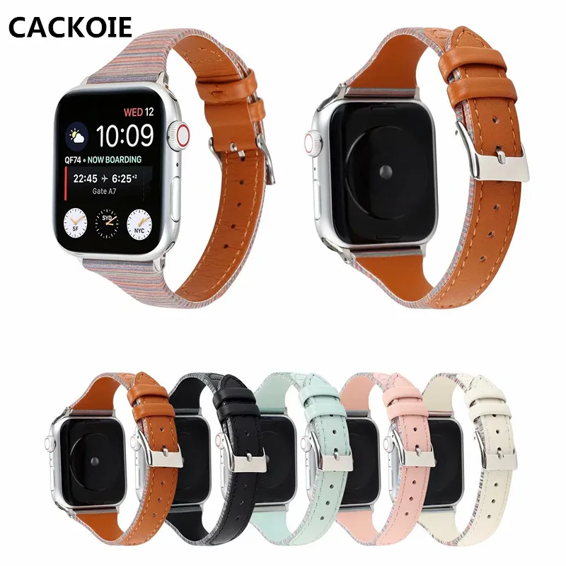 

CACKOIE Apple Watch 5 Band Series 5 4 3iWatch 40mm 44mm 38mm 42mm Women's Wristband Fashion Bracelet with Stitched Leather Strap