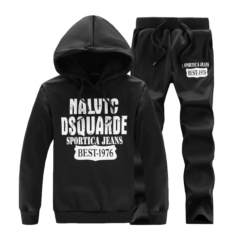 Tracksuit-Set Sweatshirt Hoodies Mens Fashion Multi-Pocket Casual Brand Male Trousers