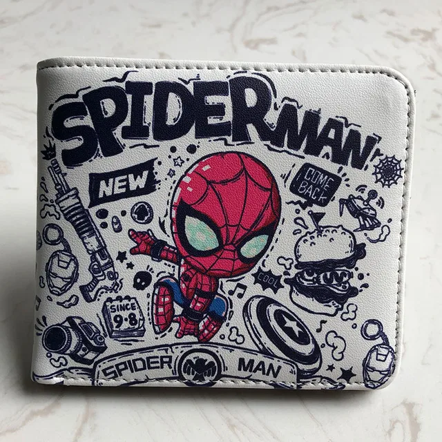 Marvel Men Wallet Q Version Captain America SpiderMan Wallet Men Comic Version Super Heroes Wallet Women with Card Holder Wallet Q version Spiderman2