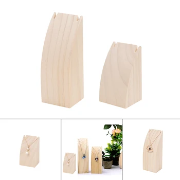 

2 Pieces Natural Wooden Necklace Chain Display Stand Organizer Rack