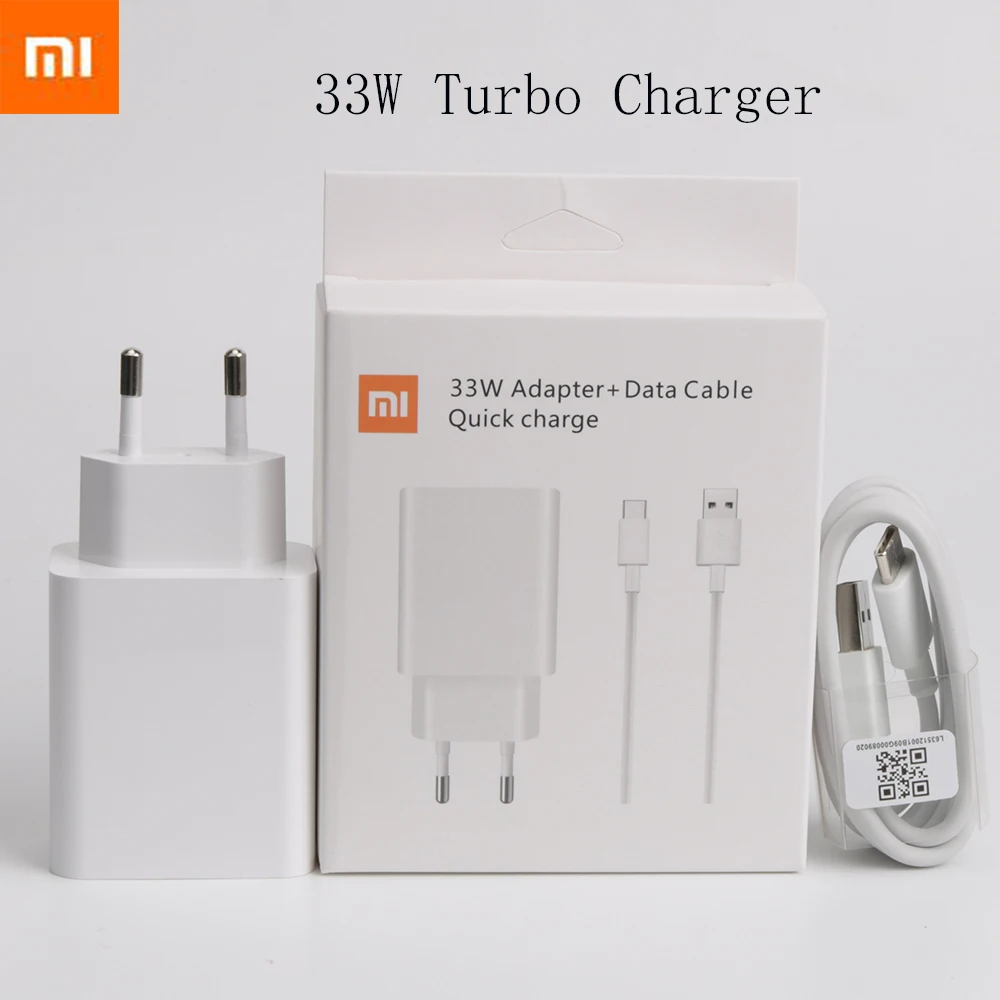 Быстрое зарядное устройство для Xiaomi полный комплект с кабелем Type-C Mi 10 9 10T Lite POCO X3