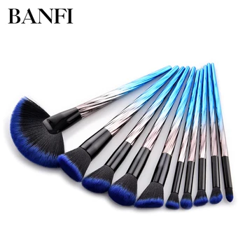 

BANFI Flame Fan Makeup Brushes Set Eyeshadow Concealer Cosmetic Blue Black Eyelash Beauty Tool