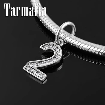 

Fashion Simple 925 Sterling Silver lucky Number 2 Pendant Charm beads for Jewelry making Fit Original Women Charm Bracelet DIY