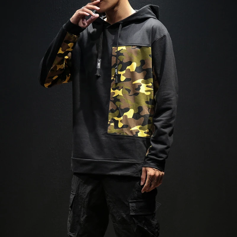

camouflage camo hoodie men hip hop patchwork streetwear spring autumn coat hooded hoodies sweatshirts Chinese style Plus 5XL