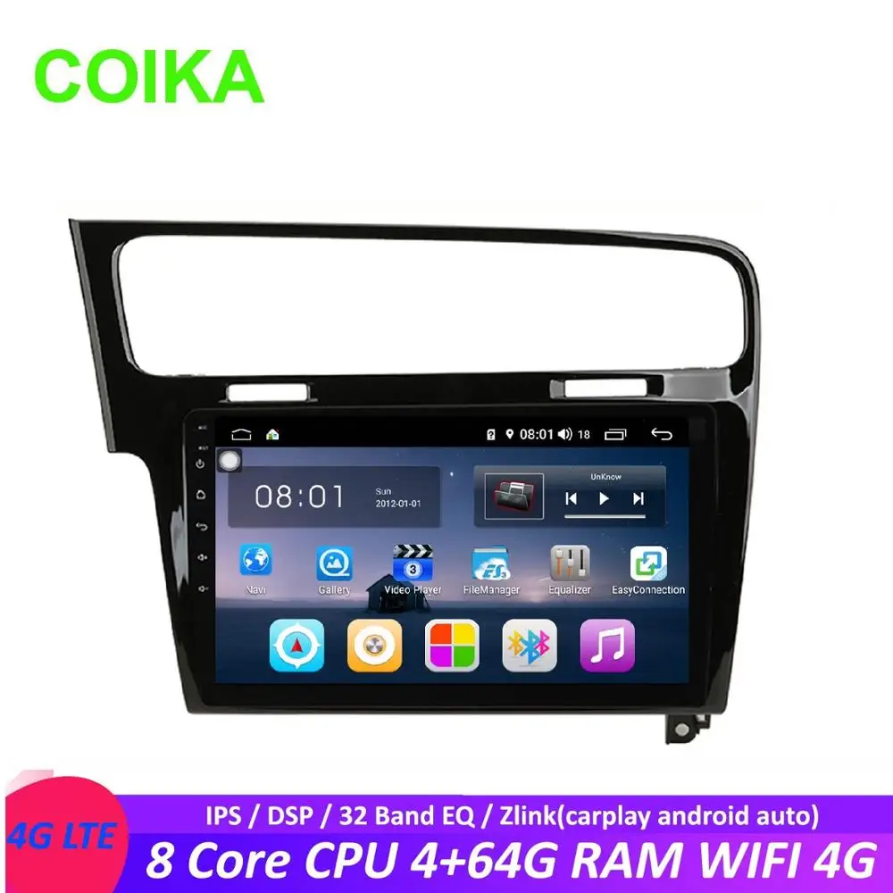

COIKA 8 Core Android 8.1 System Car Radio Player For Volkswage GOLF 7 2013-2017 With 4+64G RAM GPS Carplay DSP Google WIFI SWC