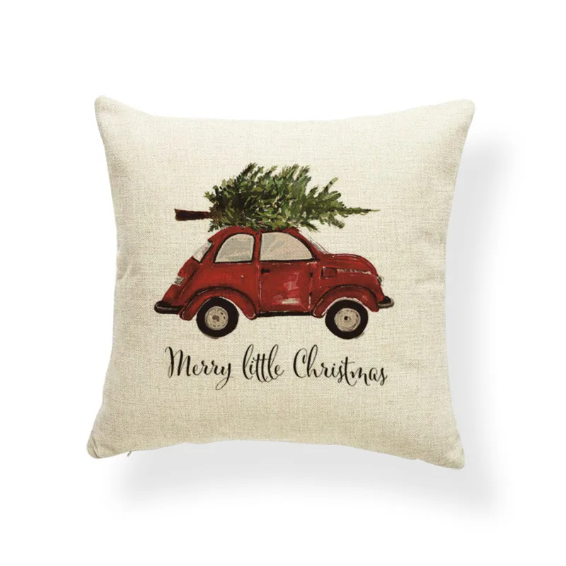 Рождественская наволочка с мультяшным принтом, автомобильная Рождественская елка, сова, декоративная диванная подушка, Сиеста, наружная деревянная Подарочная коробка с оленем, коврик, шляпа