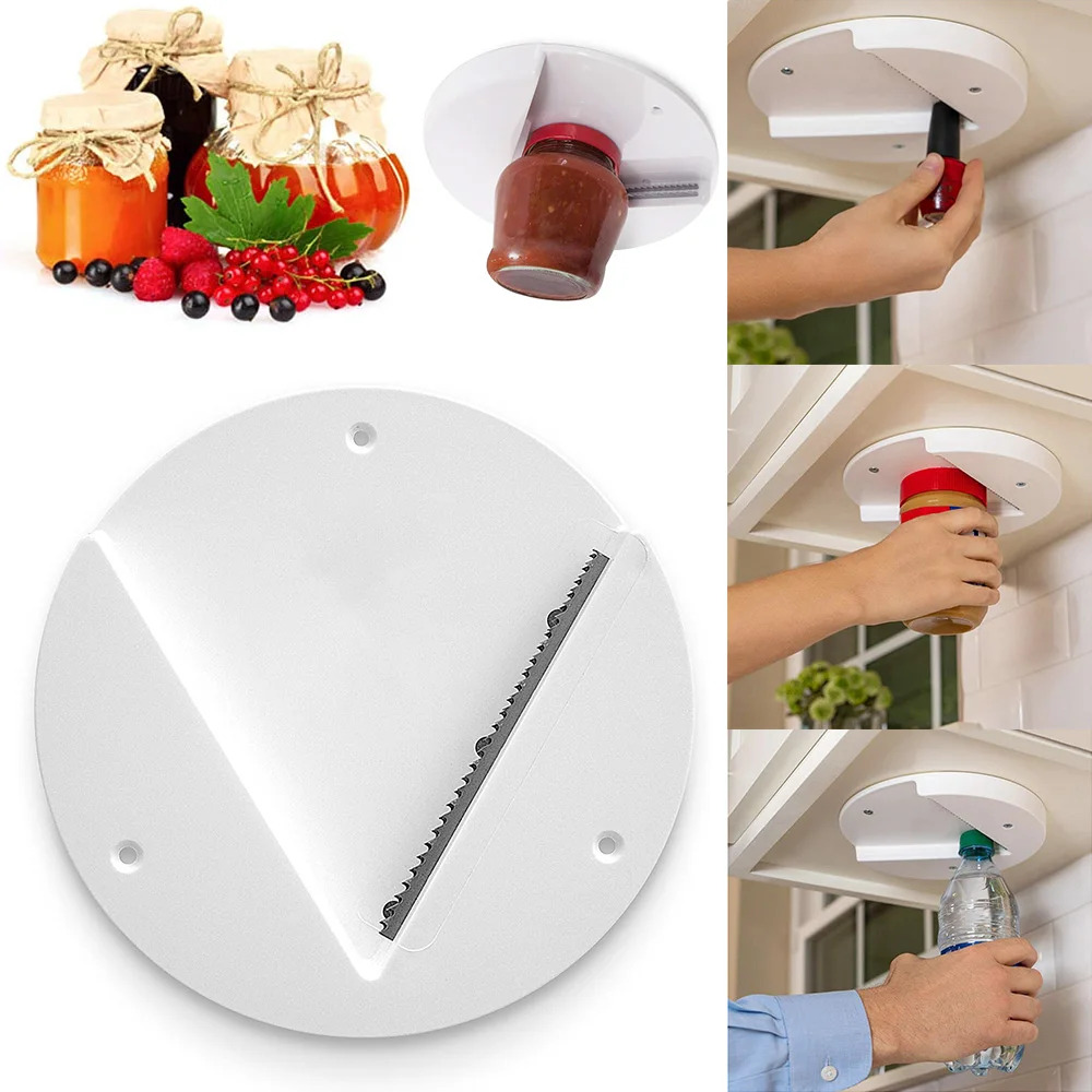 Dropship Creative Can Opener Under The Cabinet Self-adhesive Jar Bottle  Opener Top Lid Remover Wet Grip Jar Opener EZ Jar Opener Weak Single Hand  Under Cabinet Counter Lid Opener to Sell Online