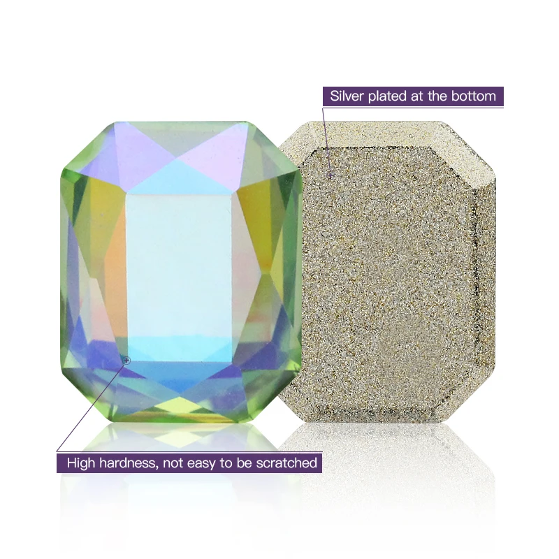 20pcs Rectangle Shape Glue On Nails Rhinestones Flatback Glass Strass Crystals Stones Nail Art Decoration Accessories