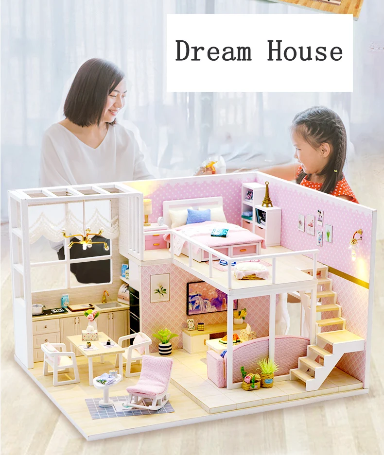 Рождественский подарок Diy кукольный дом мебель Diy Миниатюрный 3D Деревянный Miniaturas кукольный домик игрушки для детей подарки на день рождения