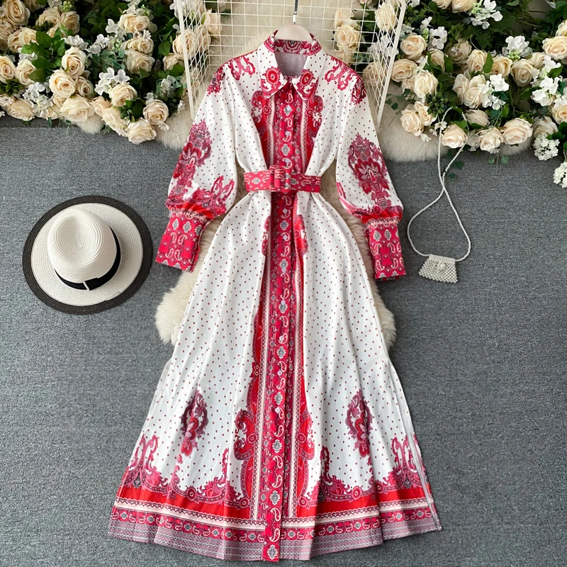 PROD 1005001722730824 Vestidos Muslim Dress Spring Autumn Women Vintage
Dress 2021 Palace Style Puffy Sleeves with Belt Holiday Boho Dress
Femme Robe