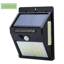 100 светодиодный светильник на солнечной батарее, уличный светильник на солнечной батарее, настенный светильник с датчиком движения PIR, водонепроницаемый светильник на солнечной батарее для украшения сада