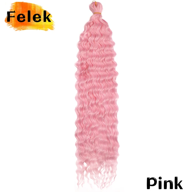 22-30inch Deep Wave Twist Crochet Hair Natural Synthetic Afro Curls Crochet Braids Ombre Braiding Hair  Extensions For Women pink