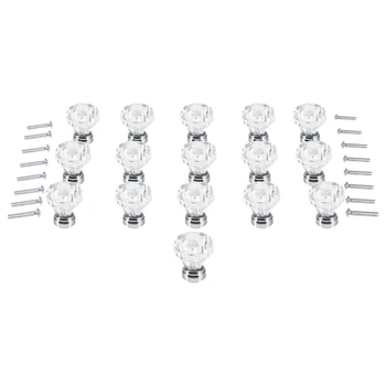 

16PCS 25mmX30mm Diamond Crystal Glass Cabinet Knobs Cupboard Drawer Door Pull Handle Suitable For Glass Wood Metal Doors