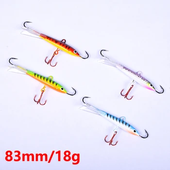 

1pc 83mm/18g 4 Colors Winter Pesca Balancer Sinking Metal Fishing Lure Lead Fish Artificial Jig Bait Ice Fishing 10# Red Hook