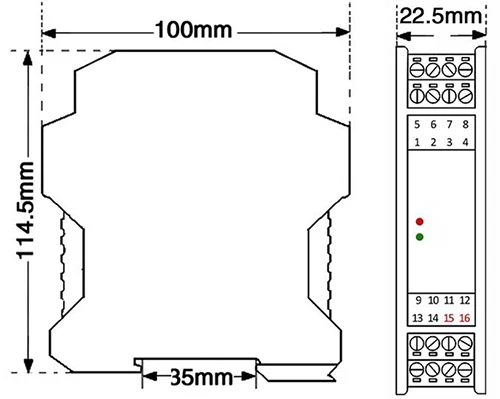 DIN Rail изолированным 3 провода PT100 для 4-20mA сигналов компании "feilong" PT100 Temeprature Trasnmitter с 1.5KV изоляции