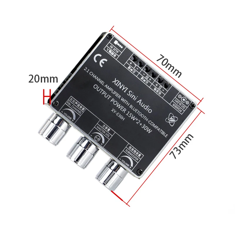 2.1 채널 2*15W+30W Bluetooth 전력 서브우퍼 증폭기 보드 HiFi 클래스 D 홈 시어터 오디오 스테레오 이퀄라이저 AUX 앰프