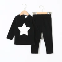 children clothes 2pcs set velour kids clothes baby boy clothes girls clothes round neck long pants heart star children set 2-5T
