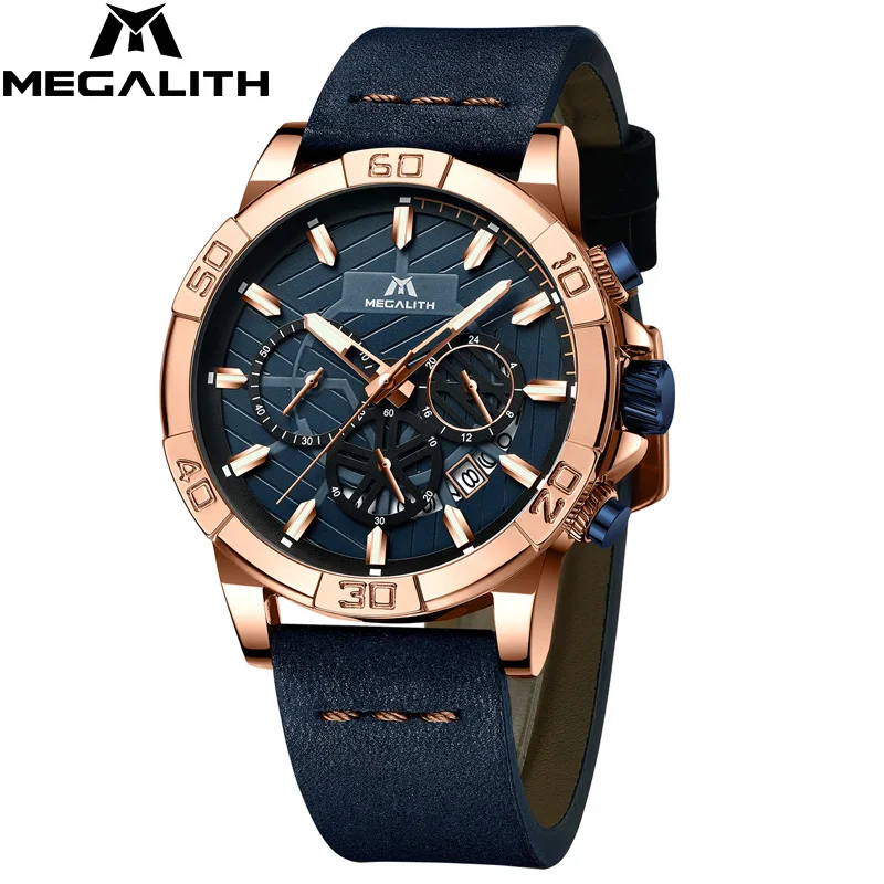 Ceny 2019 MEGALITH Top marka zegarki męskie Sport Chronograph wodoodporne zegary na co dzień dla mężczyzn moda na rękę zegarki mężczyźni Montre Homme