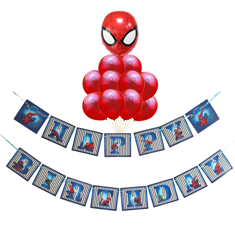 1 компл. Супер герой Spider-man гелиевые фольгированные шары счастливые Баннеры для дня рождения вечерние украшения детский душ баллоны Globos дети мальчик игрушка - Цвет: 1Set Spiderman