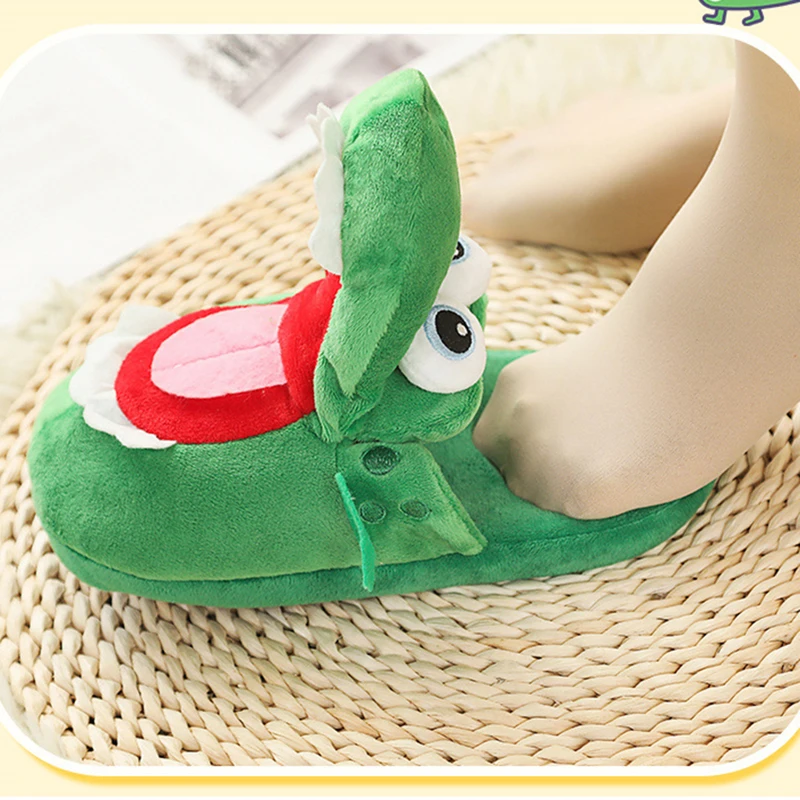 Floor Slipper Crocodile Winter Felt Slippers Women Indoor Home Shoes Warm Soft Platform Shoes Furry Slides Cotton Home Shoes