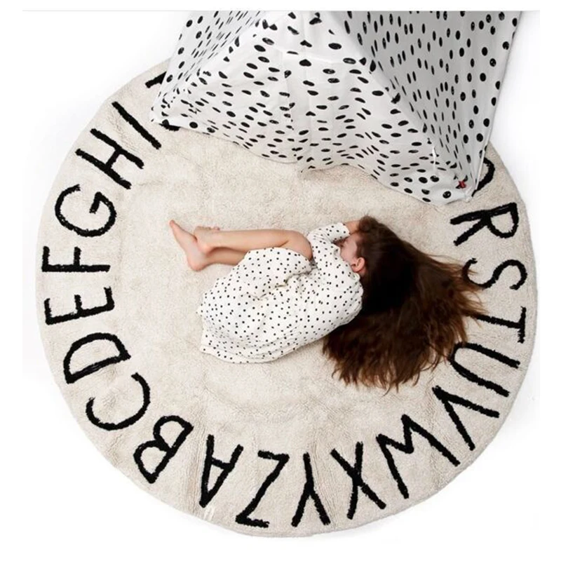 Высокое качество, 120 см, скандинавские детские коврики для игр, хлопковый коврик с алфавитом, коврики для игр, напольный ковер для детей, мальчиков, декор для детской комнаты