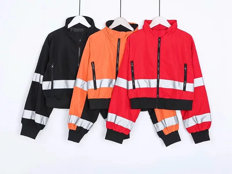 

Europe And America Streetwear Women's Reflective Stickers Article Women's Loose Windproof Coat 2018 Autumn Sports Coat Women's