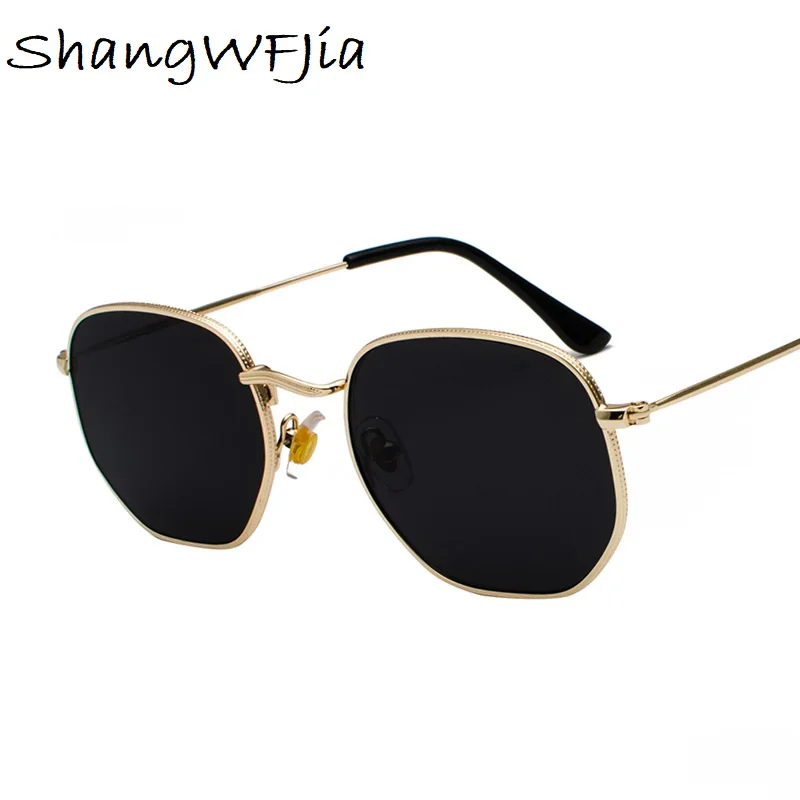 

Men Square Sunglases Hexagon Sun glasses 20199 Women Metal Frame Fishing Glasses Gold gray Eyewear lentes de sol hombre
