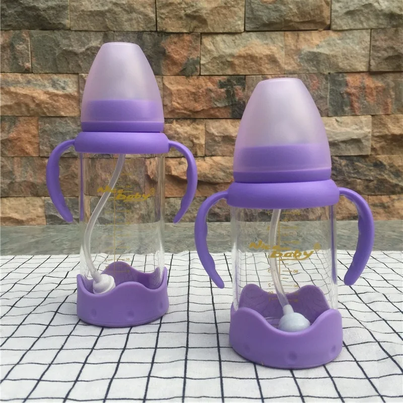 

Infants Feeding Bottle Wide Aperture with Handle Shatter-resistant against Flatulence Crystal Diamond Borosilicate Glass Feeding