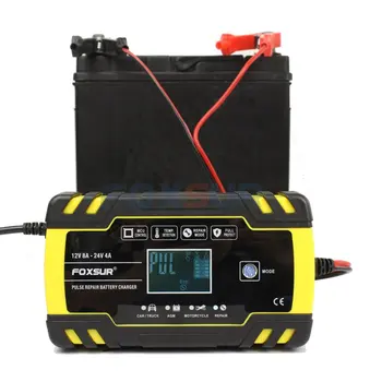 

12V 8A 24V 4A Full Automatic Car Battery Charger Power Pulse Repair Chargers Wet Dry Lead Acid Battery-chargers Digital LCD Disp