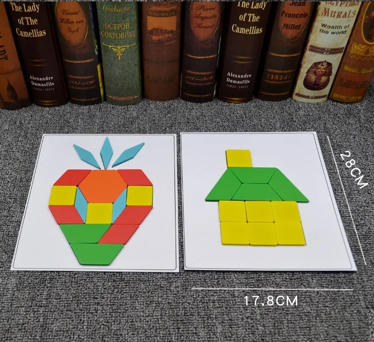 Многоцветная детская деревянная головоломка Tangram, геометрическая форма, детская игра-головоломка, креативные игрушки для детей, развивающие игрушки DD60TM