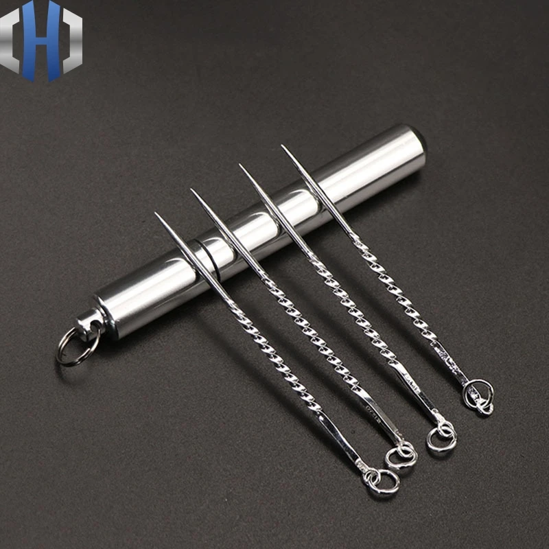 S990 Sterling Silver Toothpick Portable Carry Aluminum Toothpick Creative Mini Set Fruit Sign Toothpick Box