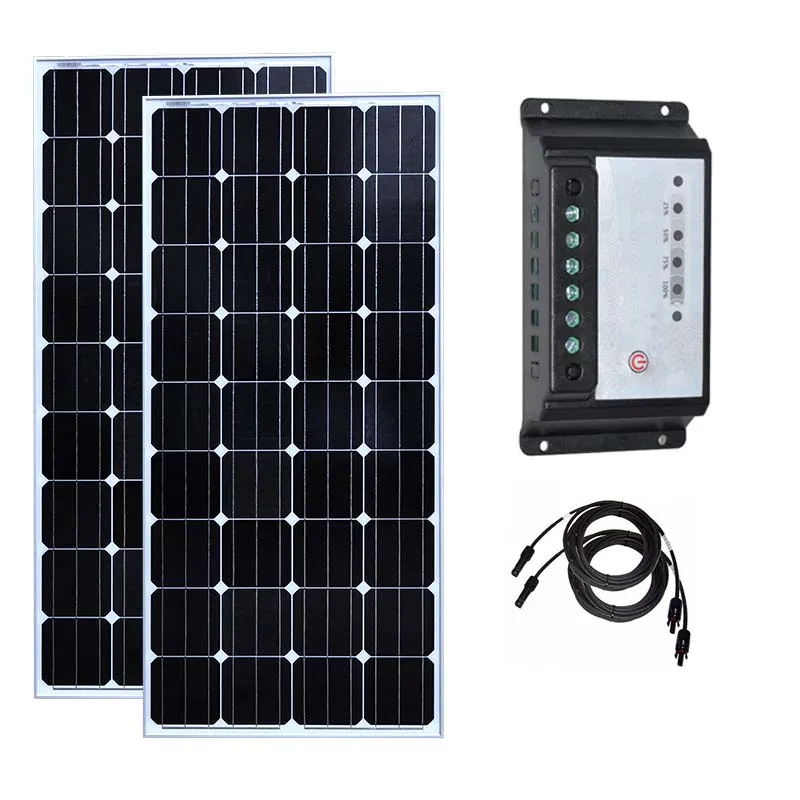 

Solar Kit 300w 12v 150w Solar Panel Board 2 Pcs Solar Charge Controller 12v/24v 30A PWM PV Cable Caravan Car Camping Boat Marine