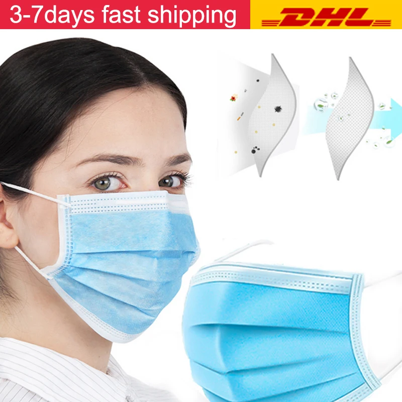 

DHL Shipping Disposable Mask Non-woven Protective Mask Dust Filter Safety Mask 3 Layer Mouth Mask Proof None Medical Mask FFP3