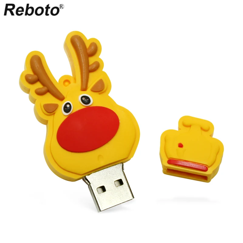Cartoon Animal Mini Figure USB Flash Pendrive 64GB 32GB Memory Stick 16GB 8GB Mini Key Pendrive Cute Deer U Disk
