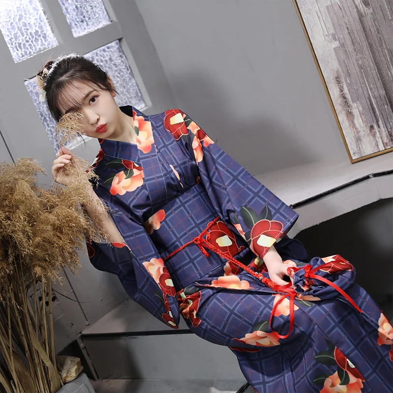 Японский национальный стиль кимоно юката с Obi Новинка для женщин Вишневое цветное кимоно халат вечернее платье дамы косплей