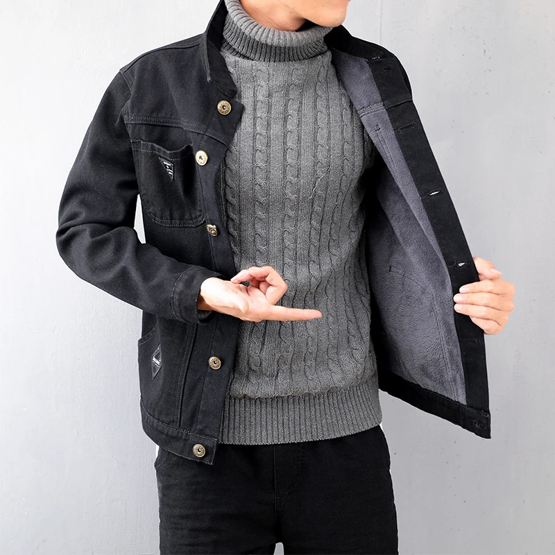 Джинсовая черная Мужская куртка с принтом букв, джинсовое пальто, Мужская Уличная одежда, Chaqueta Hombre, осенне-зимняя модная верхняя одежда, новинка