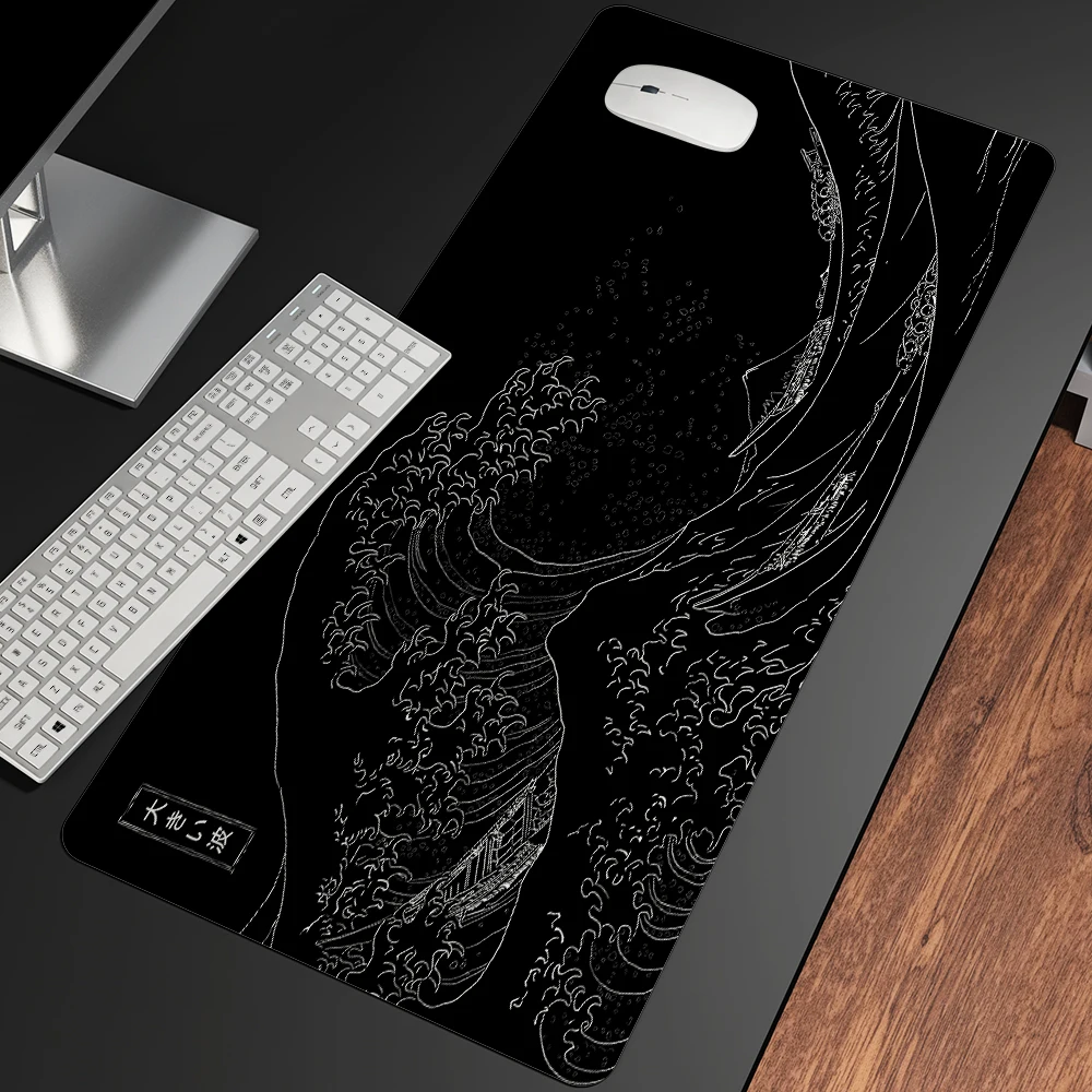 Grande Onda Fora da Arte Tamanho Grande Mouse Almofada de Borracha Natural Computador Gaming Mousepad Mesa Esteira Bloqueio Borda para cs go Lol - Imagem 2