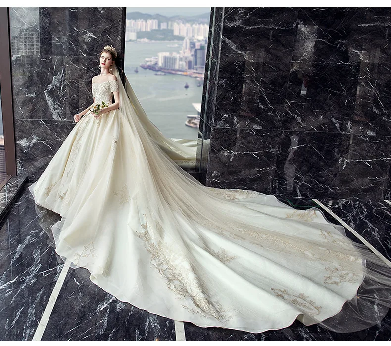 BGW Hochzeitskleid ТРАПЕЦИЕВИДНОЕ свадебное платье для невесты, v-образный вырез, свадебные вечерние платья с длинным шлейфом, атласные винтажные Свадебные платья Casamento
