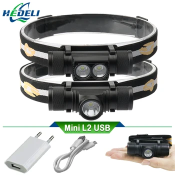 

mini led headlamp USB cree xm l2 headlight waterproof Head flashlight torch led head light 18650 rechargeable battery camping