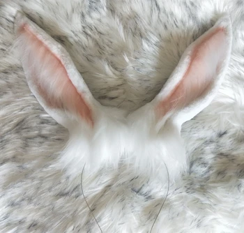 

MMGG New Cosplay Prop White Bunny Rabbit Ears Hairhoop Headwear Lolita Game Costume Accessories Custom Made