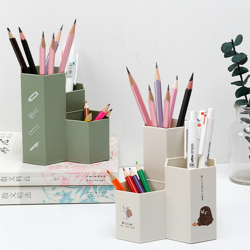 Colorful Home Office Hexagonal Pen Pencil Holder Cute Pen Storage Cosmetic Makeup Storage Box Drawer Desk Organizer Accessories Aliexpress