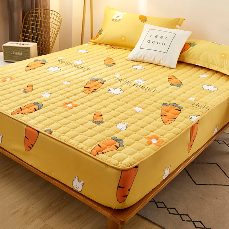 ADOREHOUSE Carrot Anti-bacteria Mattress Covers Protector Cotton Printed Anti-mite Elastic Mattress Topper Protection Pad Cover